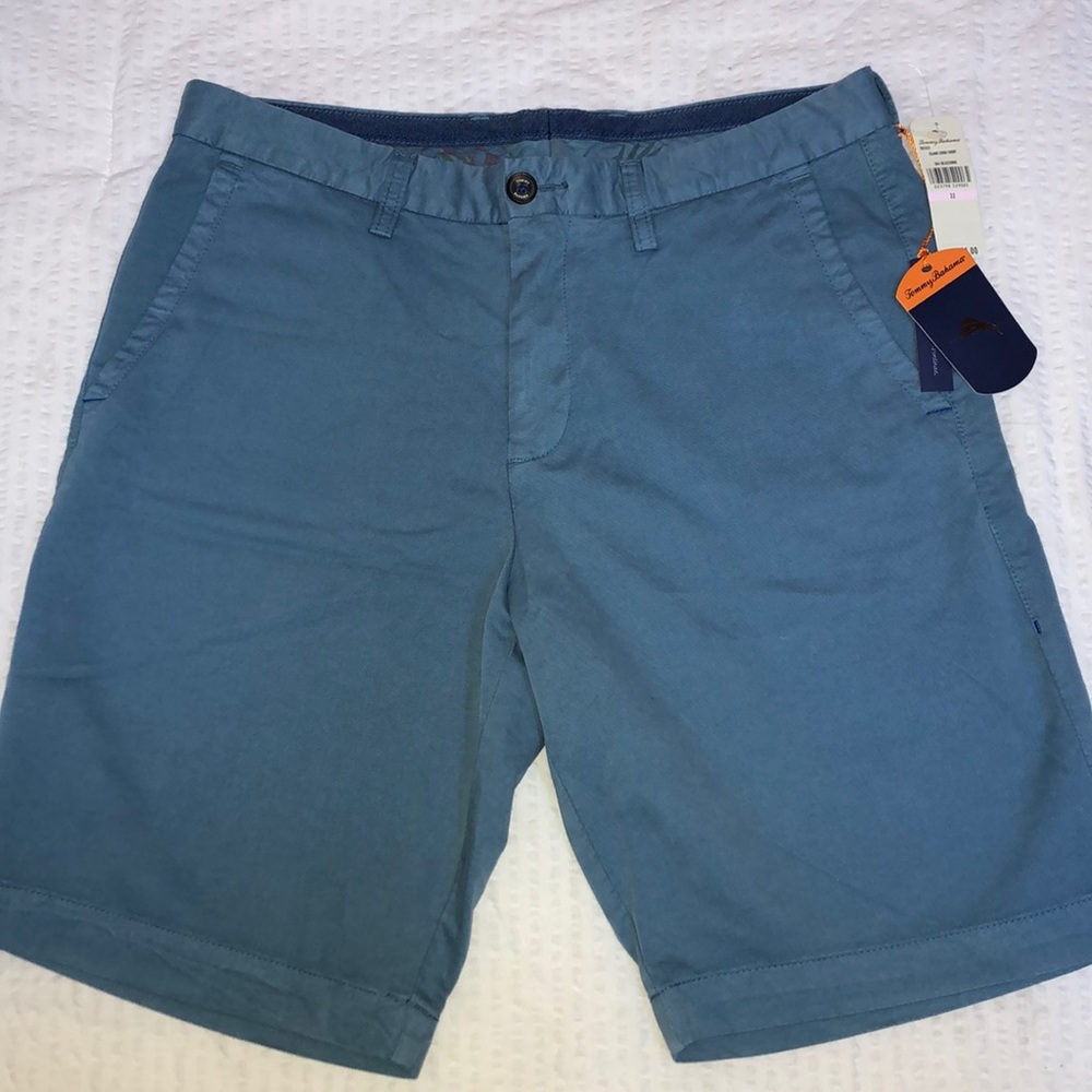 NWT Tommy Bahama Island Chino Shorts Blue Sz 32
